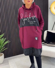 🔥🔥【S-5XL】🥰 Нова есенно-зимна рокля с голям размер, щампа, 2025