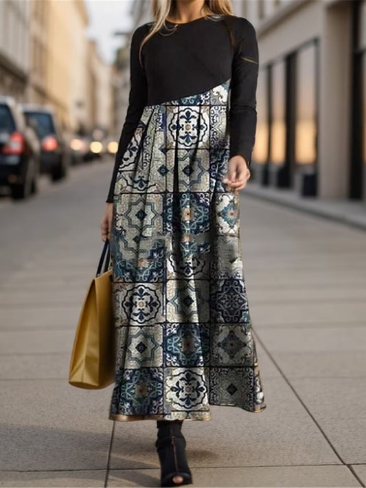 【Нова гореща разпродажба】 Елегантна рокля с кръгло деколте в нов стил