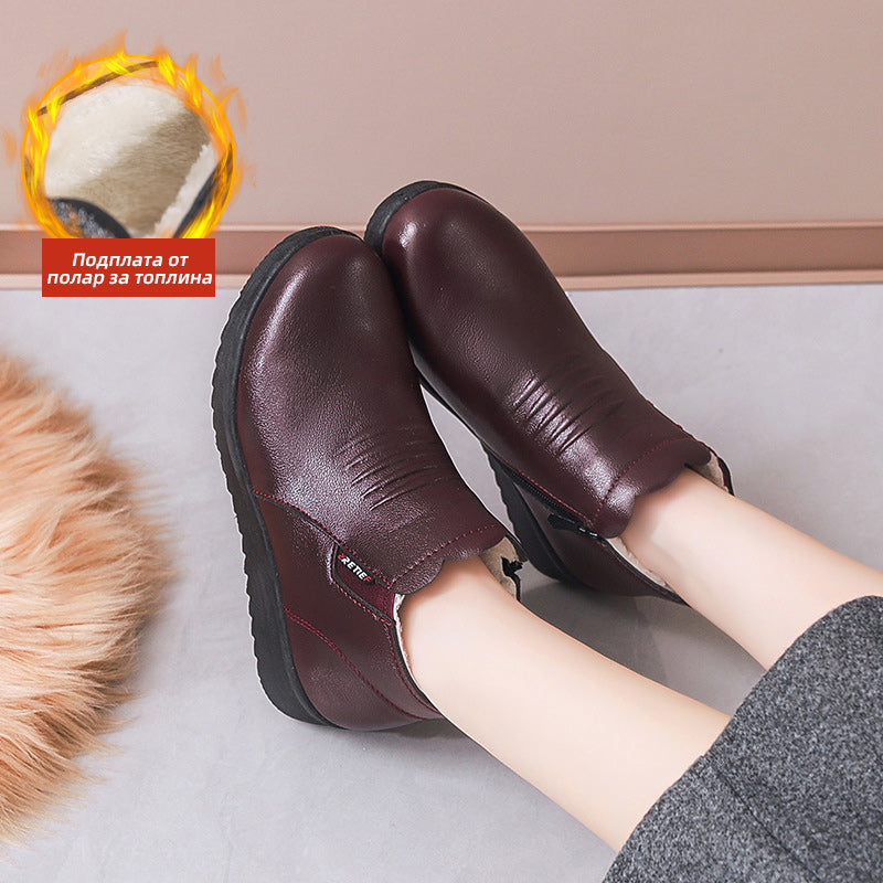 ❄️Ново зимно постъпление🔥Дамски памучни обувки с поларена подплата, топла кожа, нехлъзгаща се, мека подметка🎀